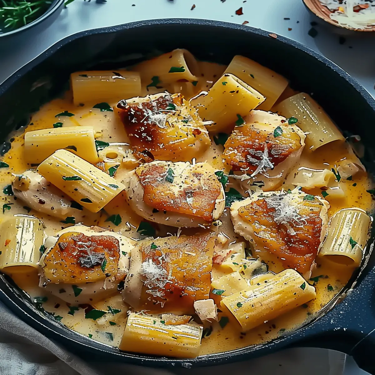 Creamy Garlic Butter Chicken: Irresistibly Rich Rigatoni Bliss