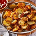 Crispy Garlic Parmesan Crusted Potatoes