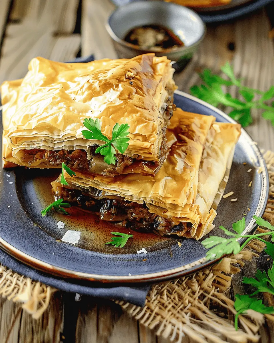 Greek Phyllo Meat Pie: Easy Indulgence with Turkey Bacon and Beef