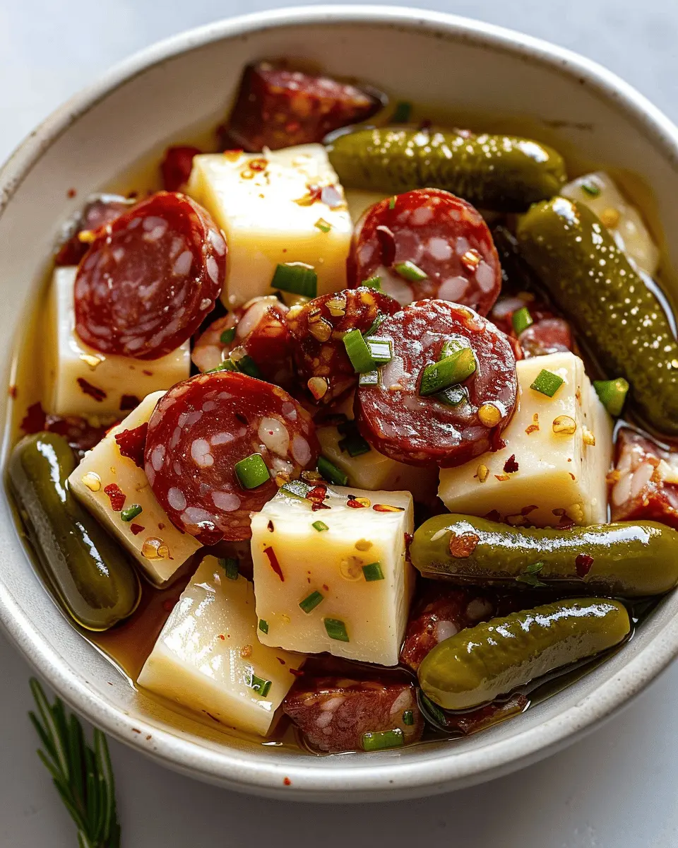Marinated Cheese Appetizer with Salami: Easy and Indulgent Delight
