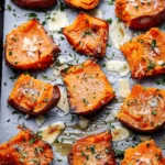 Roasted Sweet Potatoes with Garlic and Parmesan