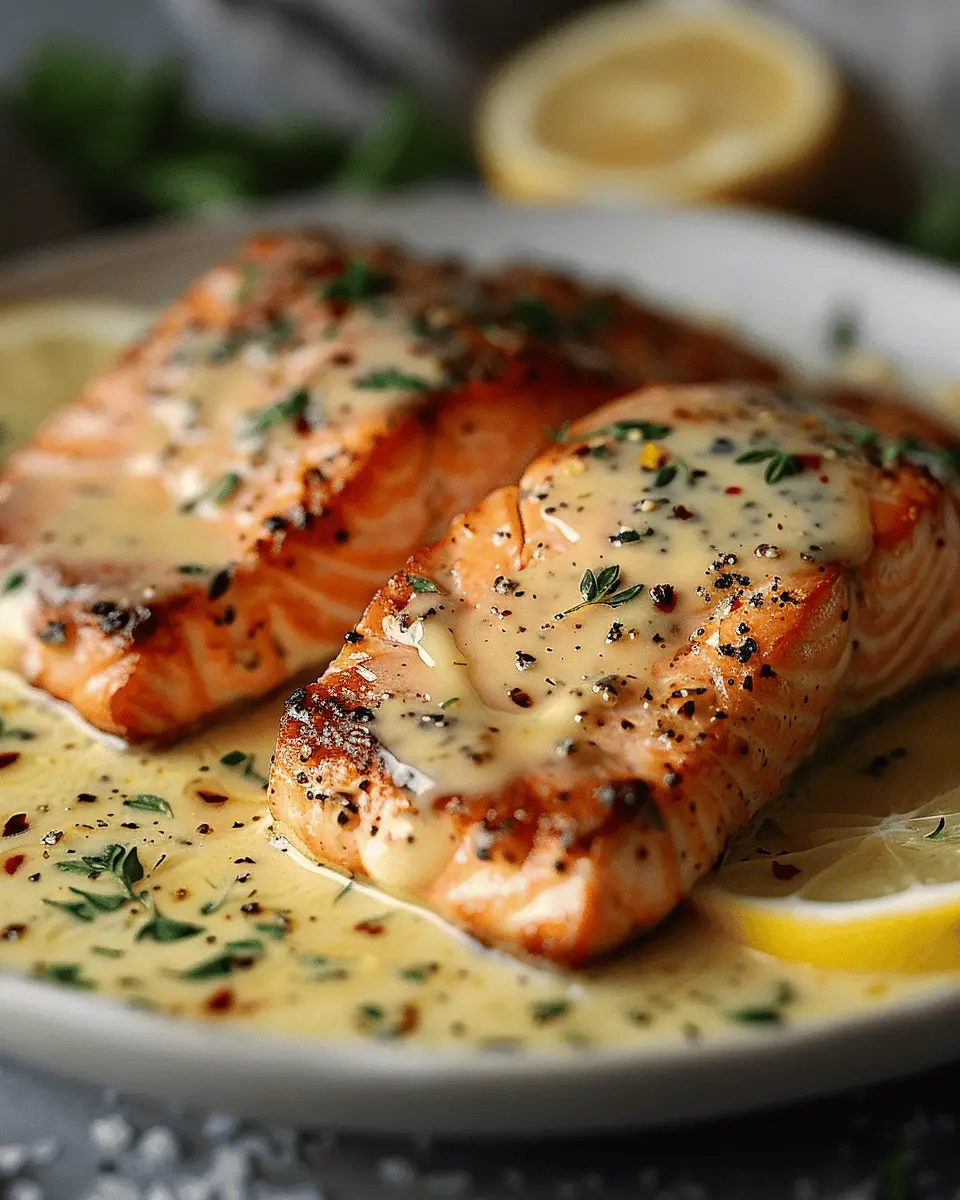 Salmon with Lemon Butter Cream Sauce