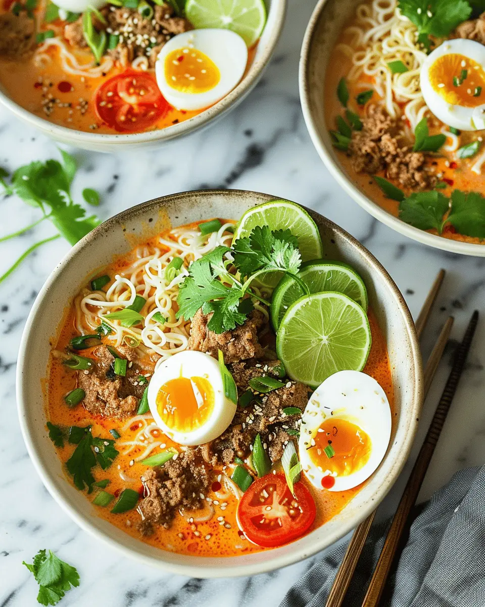 Coconut Curry Ramen: Easy Comfort Food with Turkey Bacon and Chicken Ham
