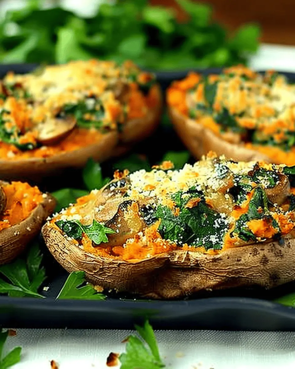Creamy Mushroom and Spinach Stuffed Sweet Potatoes for a Cozy Dinner