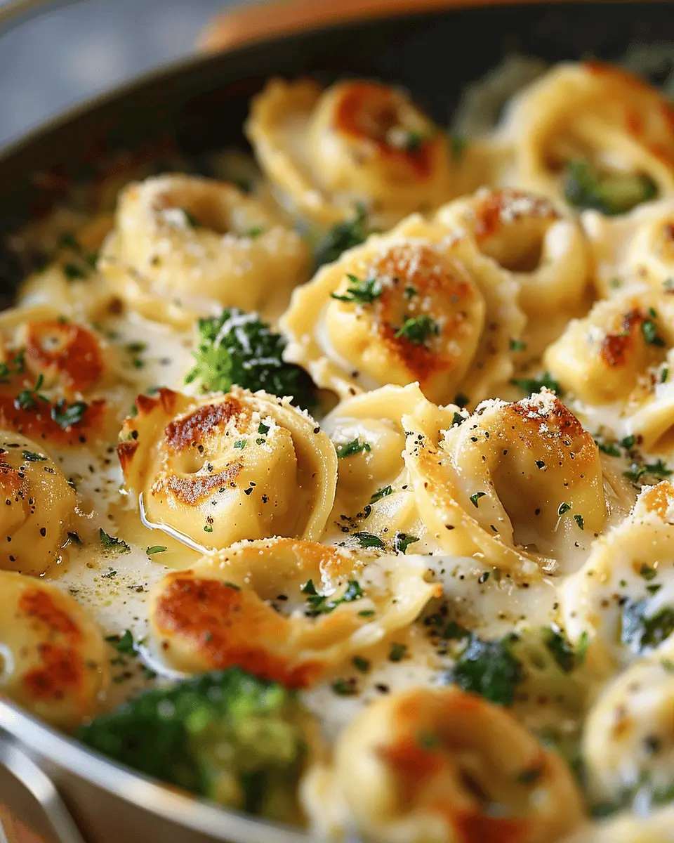 Easy Creamy Tortellini with Turkey Bacon and Chicken Ham Delight