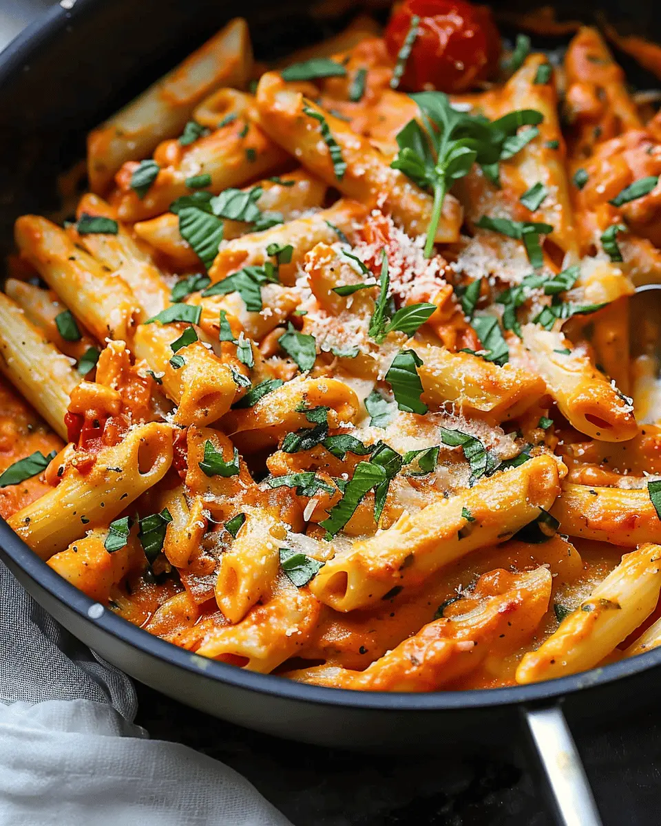 One Pan Creamy Tomato Pasta with Turkey Bacon: Easy and Delicious
