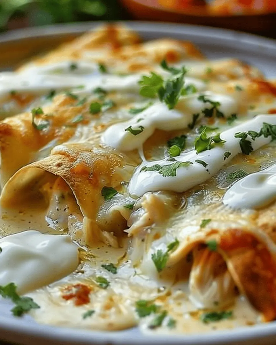 Chicken Enchiladas with Sour Cream White Sauce: Easy and Indulgent