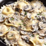 Ravioli with Mushroom Cream Sauce