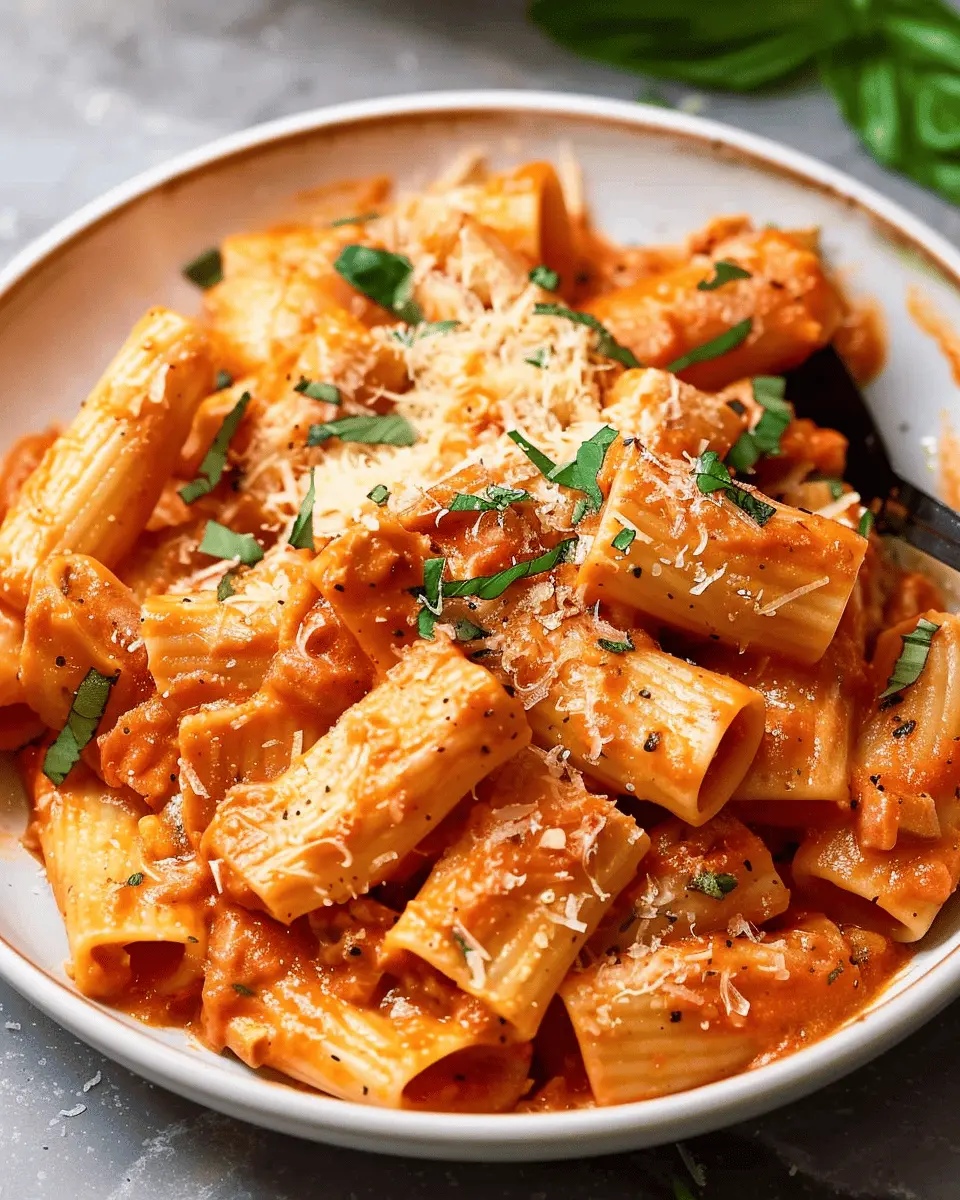 Creamy Tomato Rigatoni Pasta Recipe: Easy Weeknight Delight with Turkey Bacon