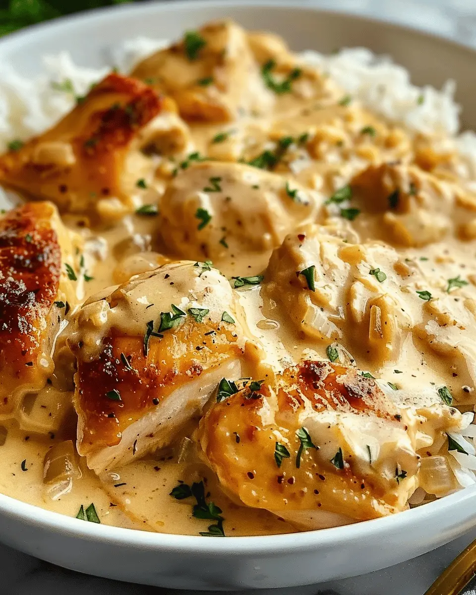 Creamy Smothered Chicken and Rice with Turkey Bacon Bliss