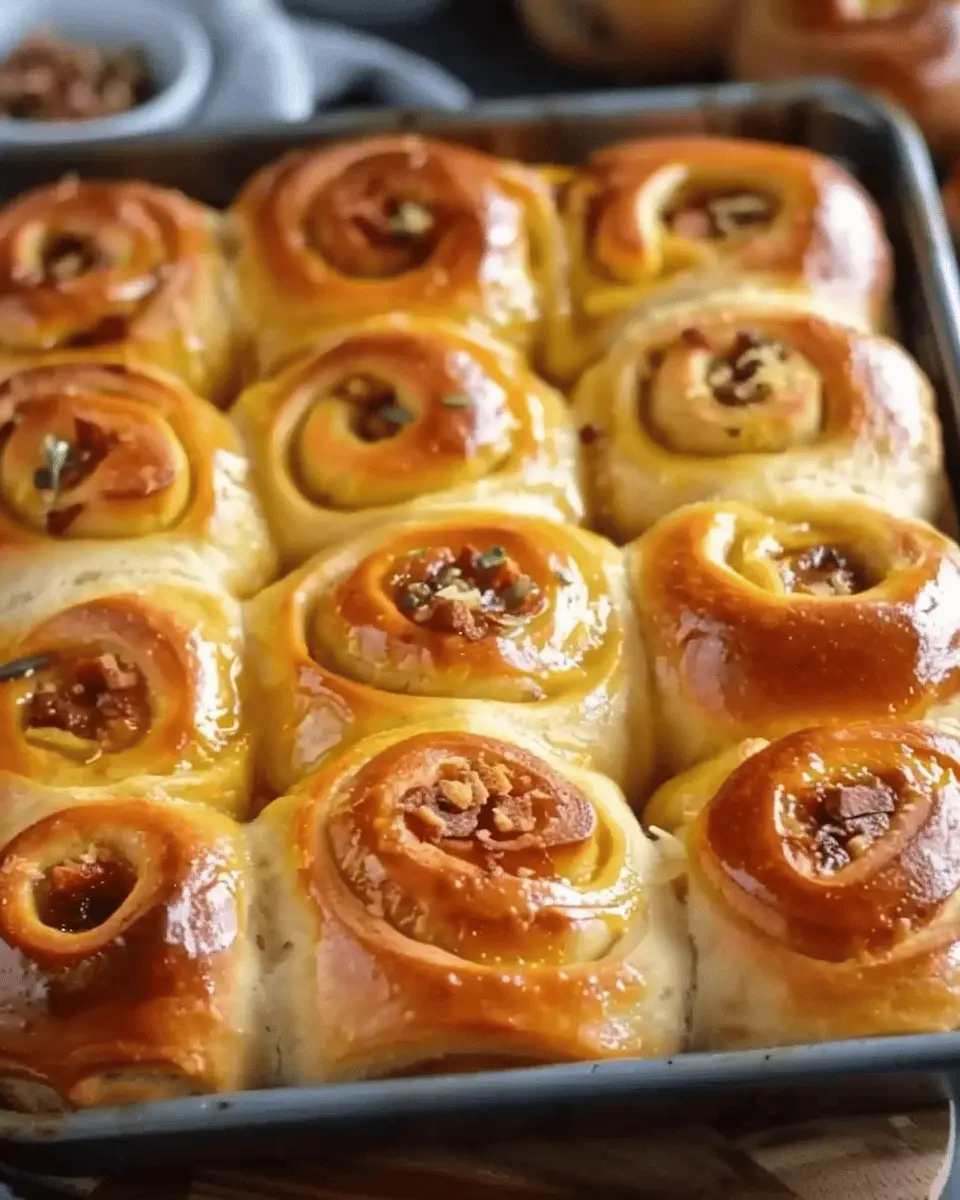 Soft and Savory Breakfast Rolls with Turkey Bacon and Chicken Ham