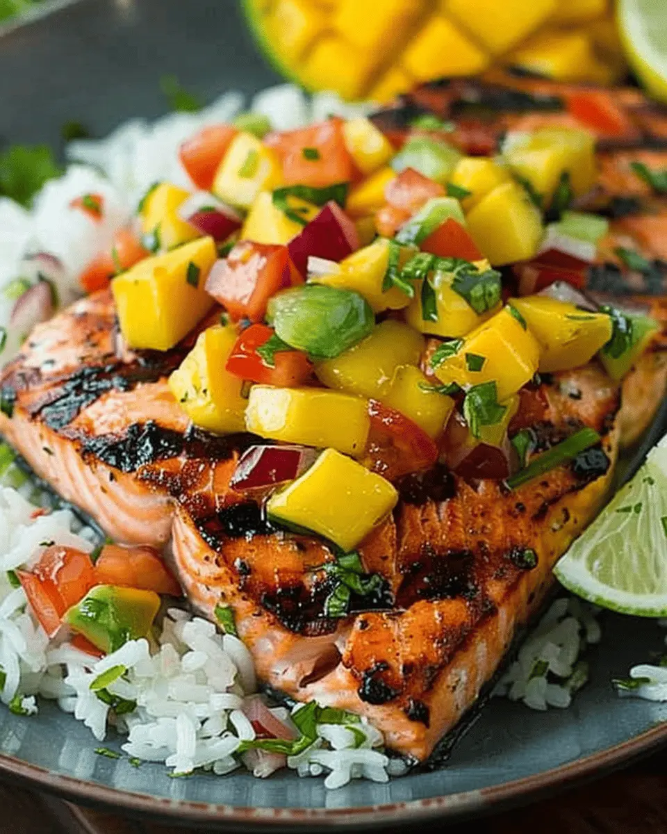 Grilled Salmon: Best Recipe with Mango Salsa and Coconut Rice