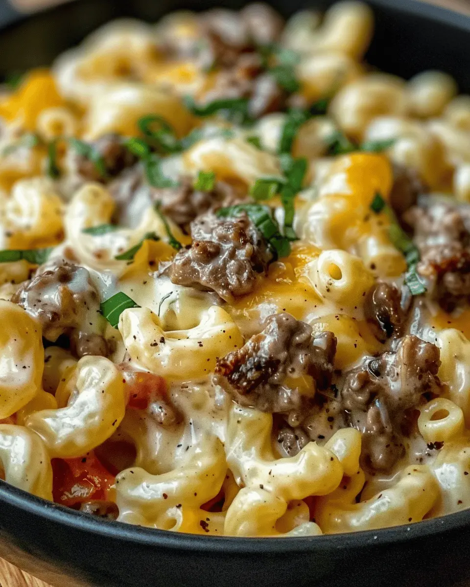 High-Protein Creamy Philly Cheesesteak Mac with Turkey Bacon Delight