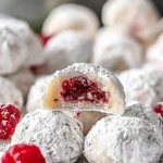 Raspberry Almond Snowball Cookies