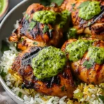 Peruvian Chicken and Rice with Green Sauce
