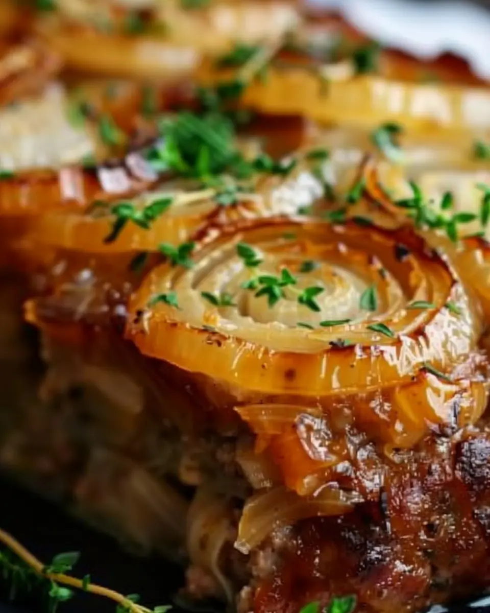 French Onion Meatloaf: Juicy Comfort Food with Turkey Bacon