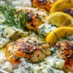 Dump-and-Bake Chicken Tzatziki Rice