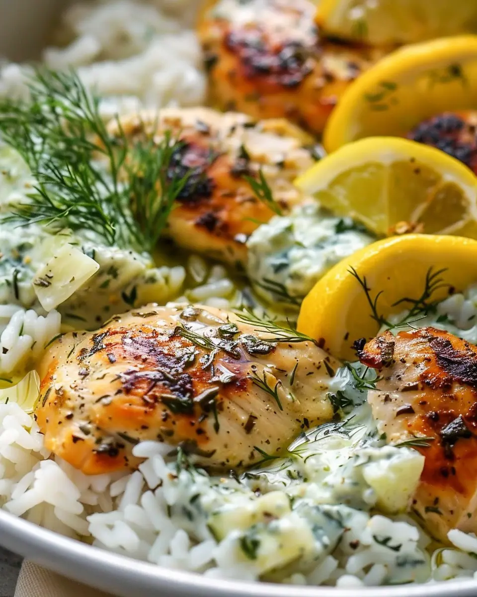 Dump-and-Bake Chicken Tzatziki Rice: Easy, Flavor-Packed Delight