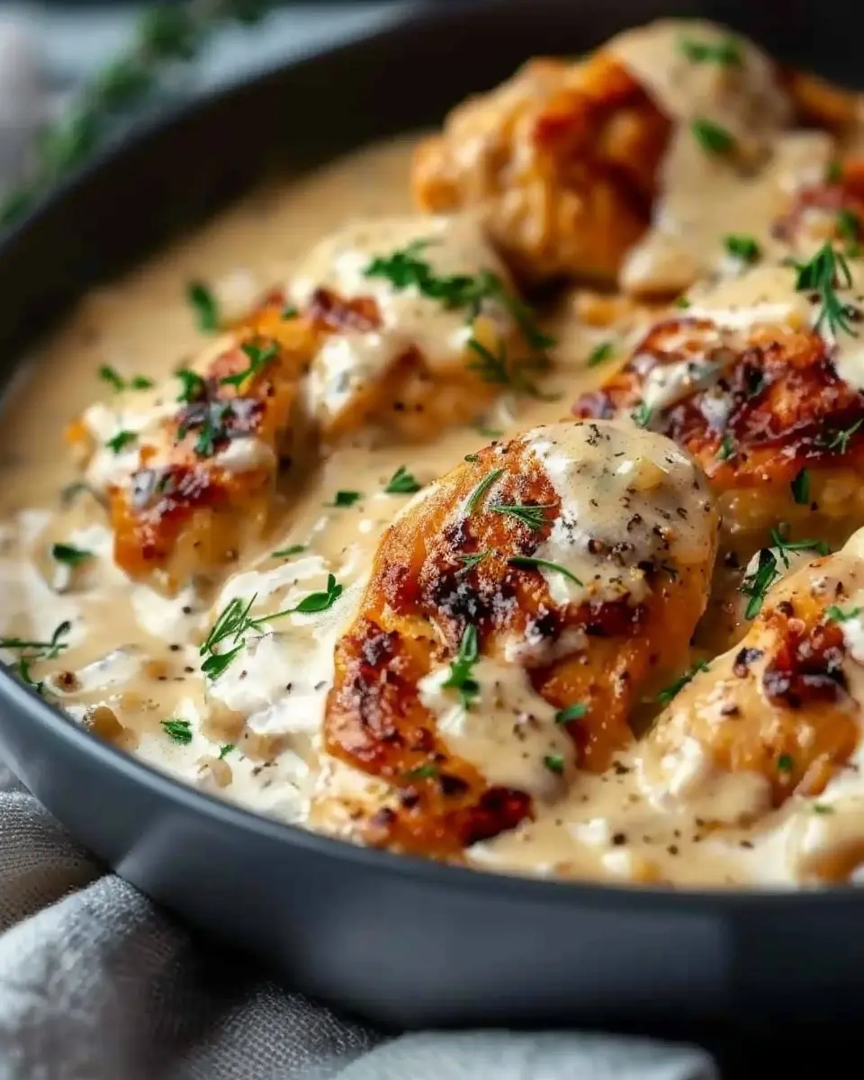 Creamy Smothered Chicken with Turkey Bacon: A Comforting Delight