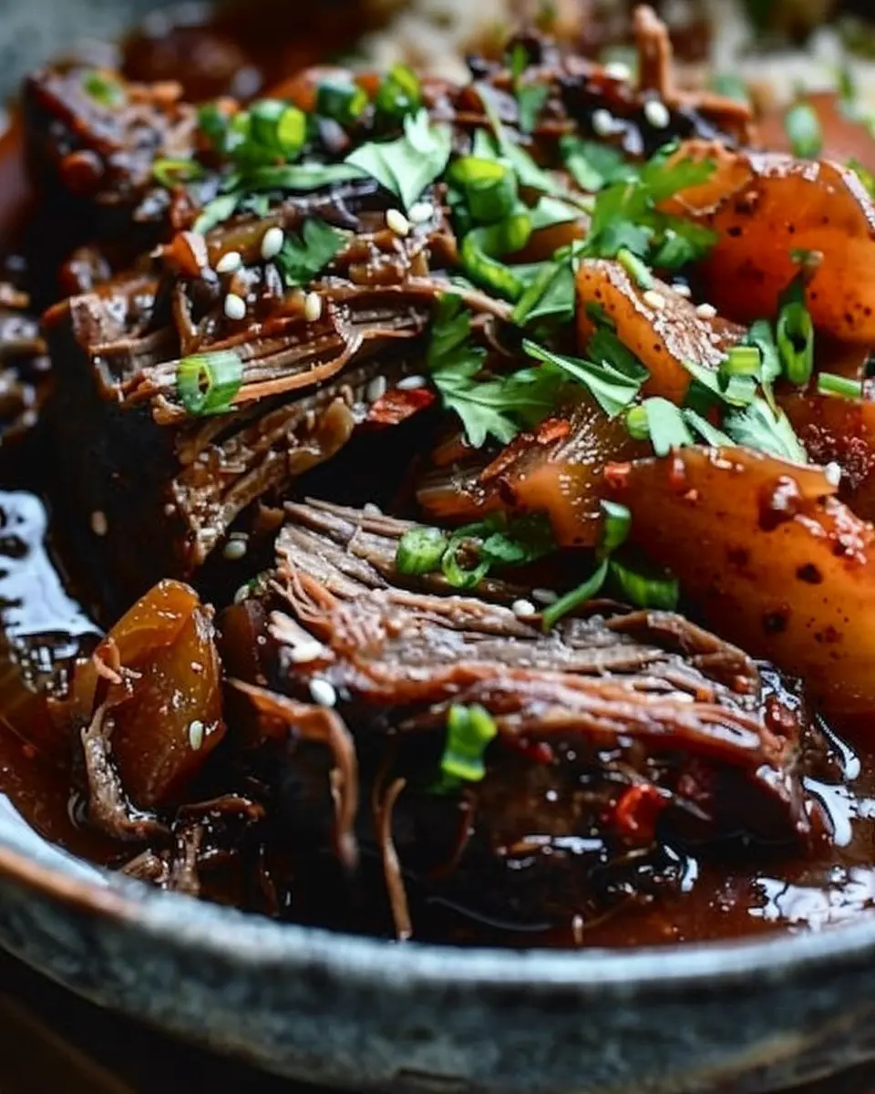 Korean Style Pot Roast: Juicy Beef with Savory Turkey Bacon Bliss