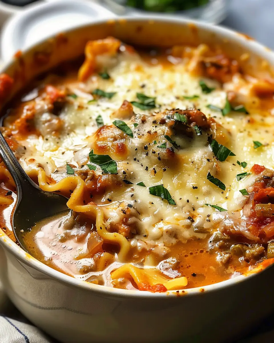 Easy Creamy Lasagna Soup with Turkey Bacon: A Cozy Delight