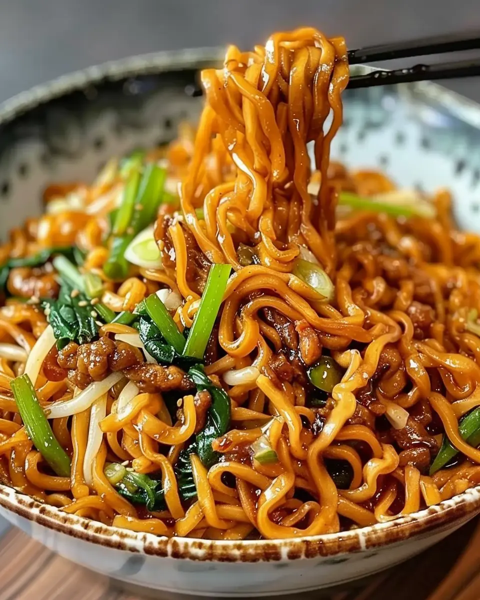 Savory Shanghai Fried Noodles: Easy Recipe with Turkey Bacon and Chicken Ham