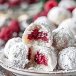 Raspberry Almond Snowball Cookies