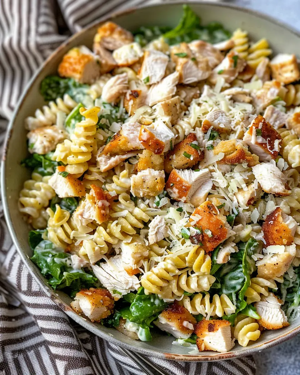 Chicken Caesar Pasta Salad: Easy Recipe with Turkey Bacon Twist