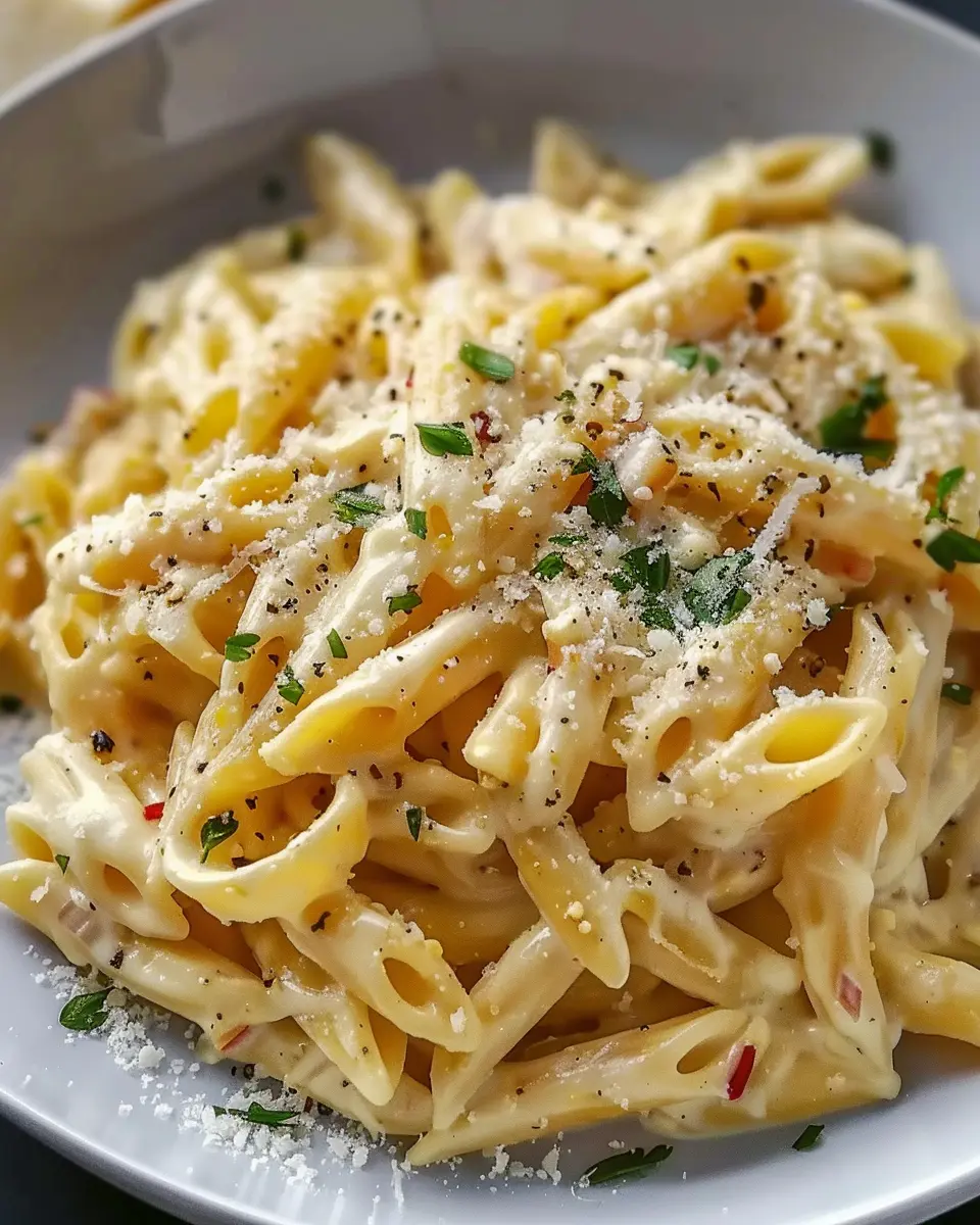 One Pot Creamy Garlic Pasta: Easy Recipe with Turkey Bacon and Chicken Ham