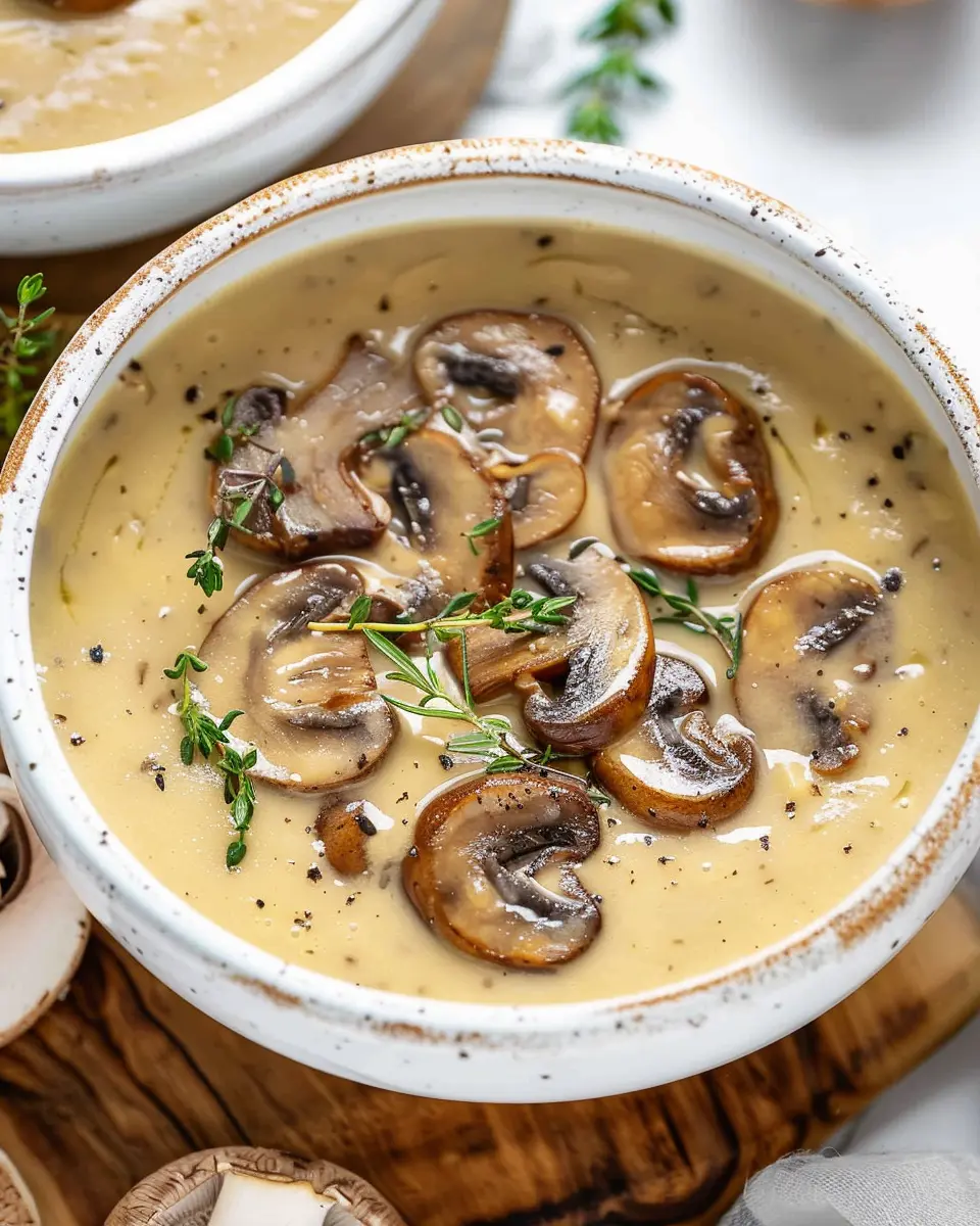 Cream of Mushroom Soup with Turkey Bacon and Chicken Ham Twist