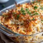 French Onion Chicken Orzo Casserole